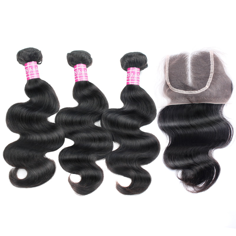 Virgin Hair Body Wave Bundles With 1 Lace Closure